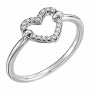 1/10 Carat Diamond 14K White Gold Heart Ring 1/10 Carat Diamond 14K White Gold Heart Ring