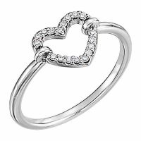 1/10 Carat Diamond 14K White Gold Heart Ring