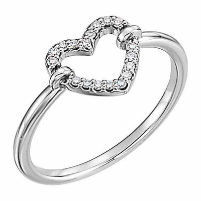 1/10 Carat Diamond 14K White Gold Heart Ring -  - STLRG-122972W