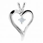 1/10 Carat Diamond Heart Pendant in White Gold