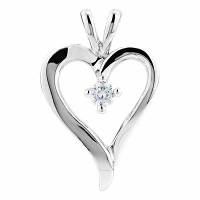 1/10 Carat Diamond Heart Pendant in White Gold -  - STLPD-81365W