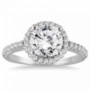 1.16 Carat Prong-Set Halo Diamond Engagement Ring in 14K White Gold