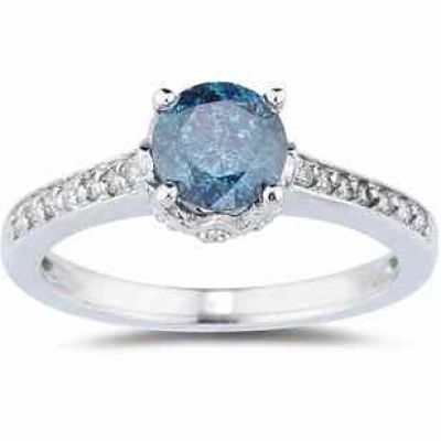 1.19 Carat Blue and White Diamond Ring, 14K White Gold -  - RGF8015BDBL