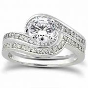 1.19 Carat Diamond Swirl Bridal Wedding Ring Set