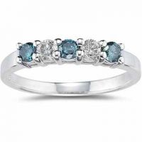1/2 Carat 5 Stone "Blue and White" Diamond Ring