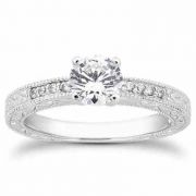 1/2 Carat Antique Style Diamond Petite Engagement Ring