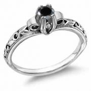 1 Carat Art Deco Black Diamond Ring