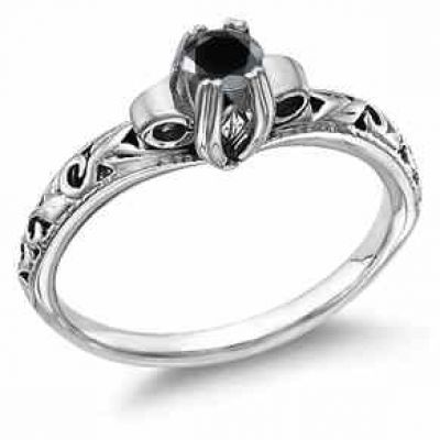 1 Carat Art Deco Black Diamond Ring -  - EGR3900BLW