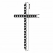 1/2 Carat Black Diamond Cross Pendant, 14K White Gold
