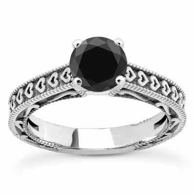 1/2 Carat Black Diamond Heart Engagement Ring -  - US-ENS3612BLKW-50
