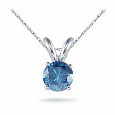 1/2 Carat Blue Diamond Solitaire Pendant -  - BLDP-7