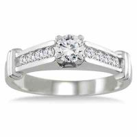 1/2 Carat Channel and Prong-Set Diamond Engagement Ring 10K White Gold