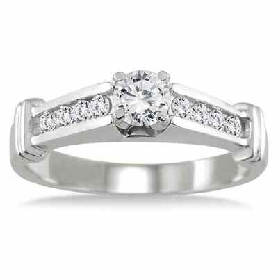 1/2 Carat Channel and Prong-Set Diamond Engagement Ring 10K White Gold -  - RGF50614