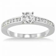 1/2 Carat Diamond Engagement Ring, 10K White Gold