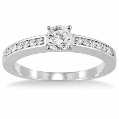 1/2 Carat Diamond Engagement Ring, 10K White Gold -  - RGF50648