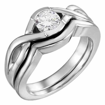 1/2 Carat Diamond Modern Embrace Engagement Bridal Ring Set -  - STLRG-120391-HA