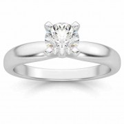 1/2 Carat Diamond Solitaire Ring, 14K White Gold