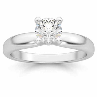 1/2 Carat Diamond Solitaire Ring, 14K White Gold -  - DSR1-050