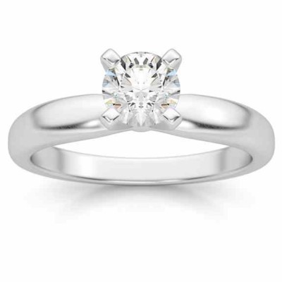 1/2 Carat Diamond Solitaire Ring, 14K White Gold - - DSR1-050 1/2 Carat Diamond Solitaire Ring, 14K White Gold - - DSR1-050