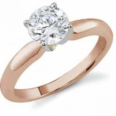 1/2 Carat Diamond Solitaire Ring, H Color, SI1 Clarity, Rose Gold -  - DSR-050CTP-HSI1
