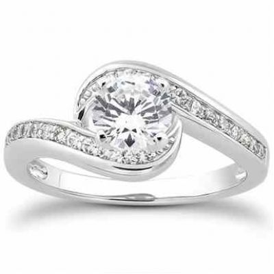 3/4 Carat Diamond Swirl Engagement Ring -  - US-ENS3006W-50
