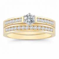 1/2 Carat Diamond Wedding Ring Set, 14K Yellow Gold