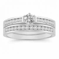 1/2 Carat Diamond Wedding Ring Set in 14K White Gold