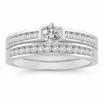 1/2 Carat Diamond Wedding Ring Set in 14K White Gold -  - SHR-S14-19W