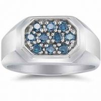 1/2 Carat Men's Blue Diamond Ring