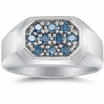 1/2 Carat Men s Blue Diamond Ring -  - MRG7684