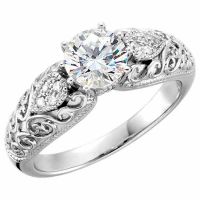1/2 Carat Paisley Pattern Diamond Engagement Ring