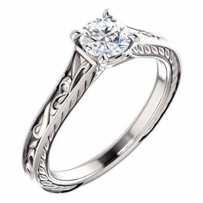 Platinum 1/2 Carat Scroll-Work Diamond Engagement Ring -  - STLEGR-123047-50PL