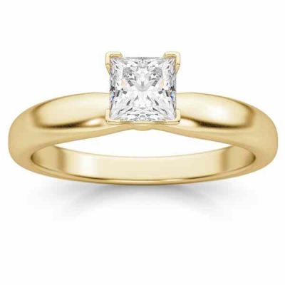 1/2 Carat Princess Cut Diamond Solitaire Ring, 14K Gold -  - DSR4-050