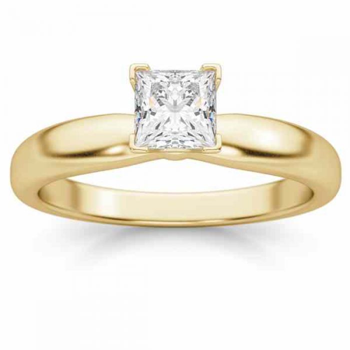 Rings : 1/2 Carat Princess Cut Diamond Solitaire Ring, 14K ...