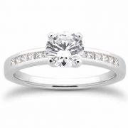 1/2 Carat Round and Princess Cut Diamond Engagement Ring