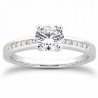 1/2 Carat Round and Princess Cut Diamond Engagement Ring