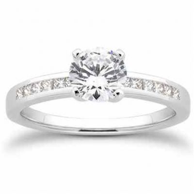 0.65 Carat Round and Princess Cut Diamond Engagement Ring -  - US-ENS3016W-50
