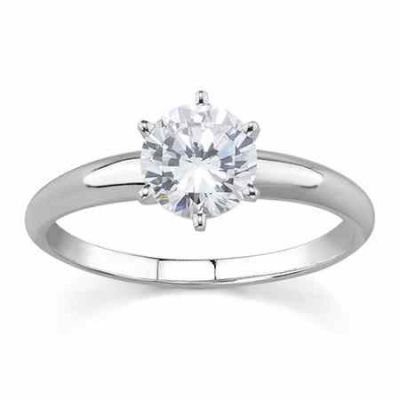 1/2 Carat Round Diamond Solitaire Ring, 14K White Gold -  - XRR0050B1