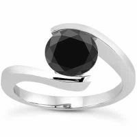 1/2 Carat Tension Set Black Diamond Solitaire Ring