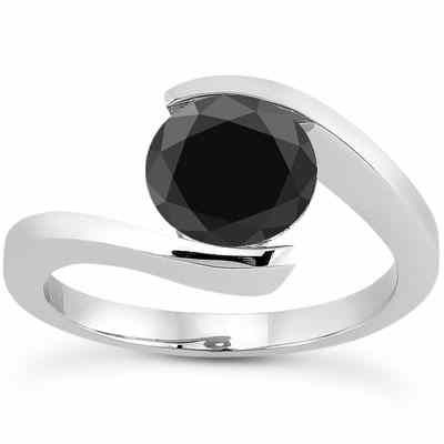 1/2 Carat Tension Set Black Diamond Solitaire Ring -  - US-ENR8948BLKW-50