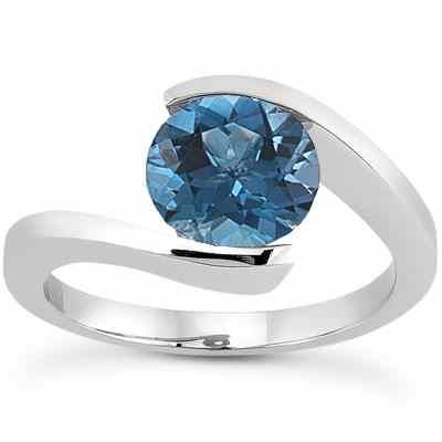 1/2 Carat Tension Set Blue Diamond Solitaire Ring -  - US-ENR8948BDW-50
