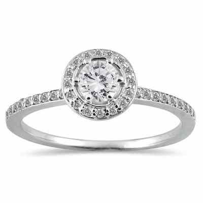 1/2 Carat Total Halo Diamond Ring in 14K White Gold -  - RGF12690