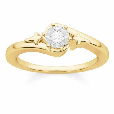 1/3 Carat Diamond Solitaire Cross Engagement Ring -  - STLEGR-R16651Y