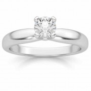 1/3 Carat Diamond Solitaire Ring, 14K White Gold