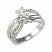 1/3 Carat Diamond Twist-Style Engagement Ring, 14K White Gold