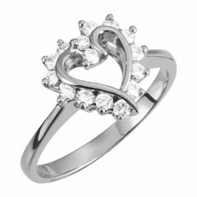 1/3 Carat Heart Halo Diamond Ring in White Gold -  - STLRG-11845W