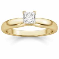 1/3 Carat Princess Cut Diamond Solitaire Ring, 14K Gold