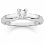 1/4 Carat Diamond Solitaire Ring, 14K White Gold