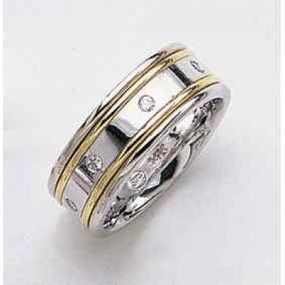 1/4 Carat Diamond Wedding Band Ring - 14K Two-Tone Gold -  - SDB-D