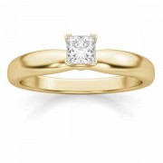 1/4 Carat Princess Cut Diamond Solitaire Ring, 14K Gold